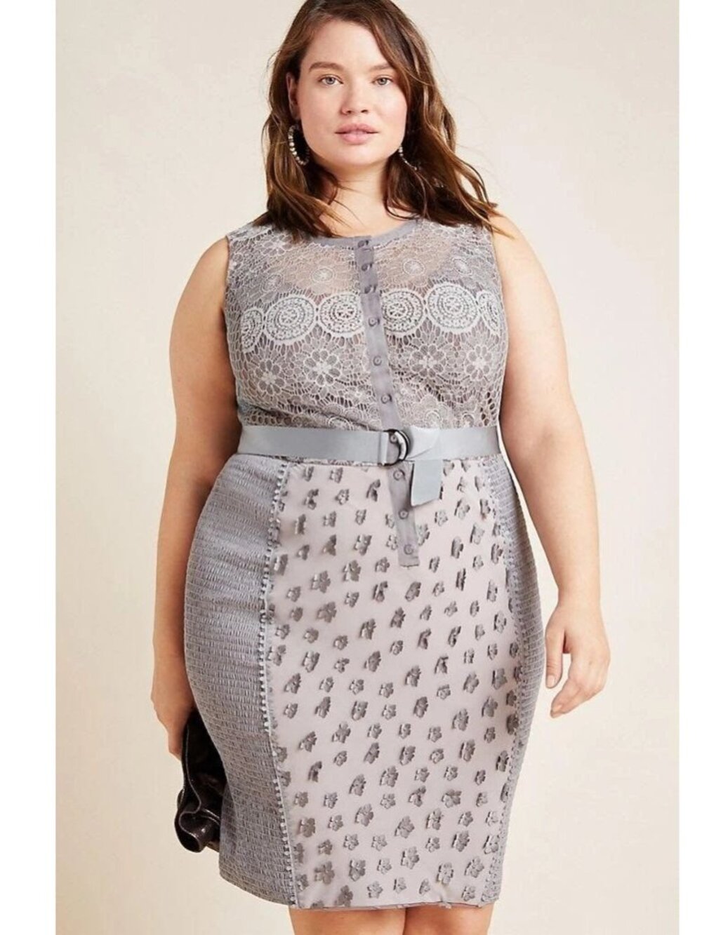 NWT Anthropologie Beguile by Byron Lars Gisella in Gray Lace Sheath Dress 20W